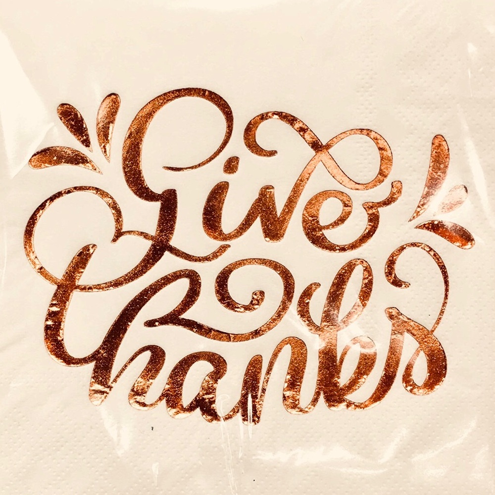 Copper 'Give Thanks' Decorative Cocktail Napkins, 40 ct